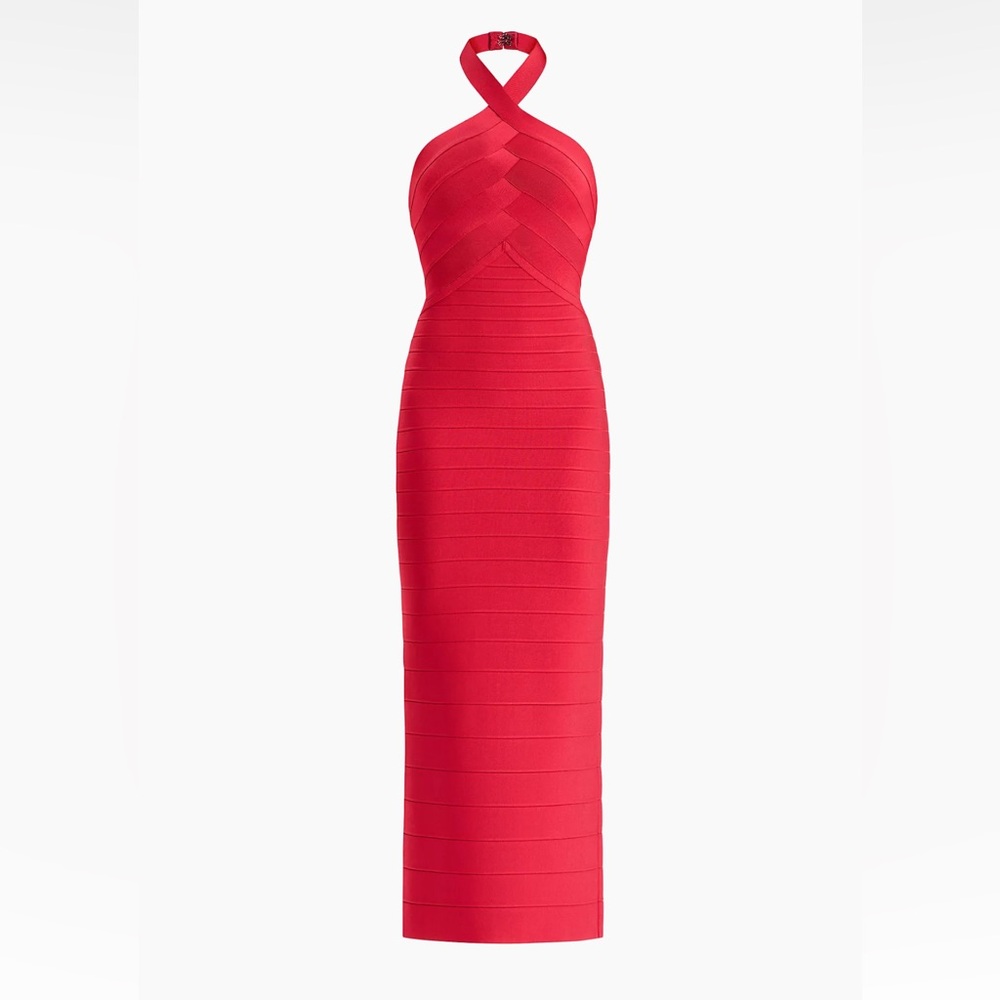 Hervé Léger Icon Halter-Neck Bandage Gown